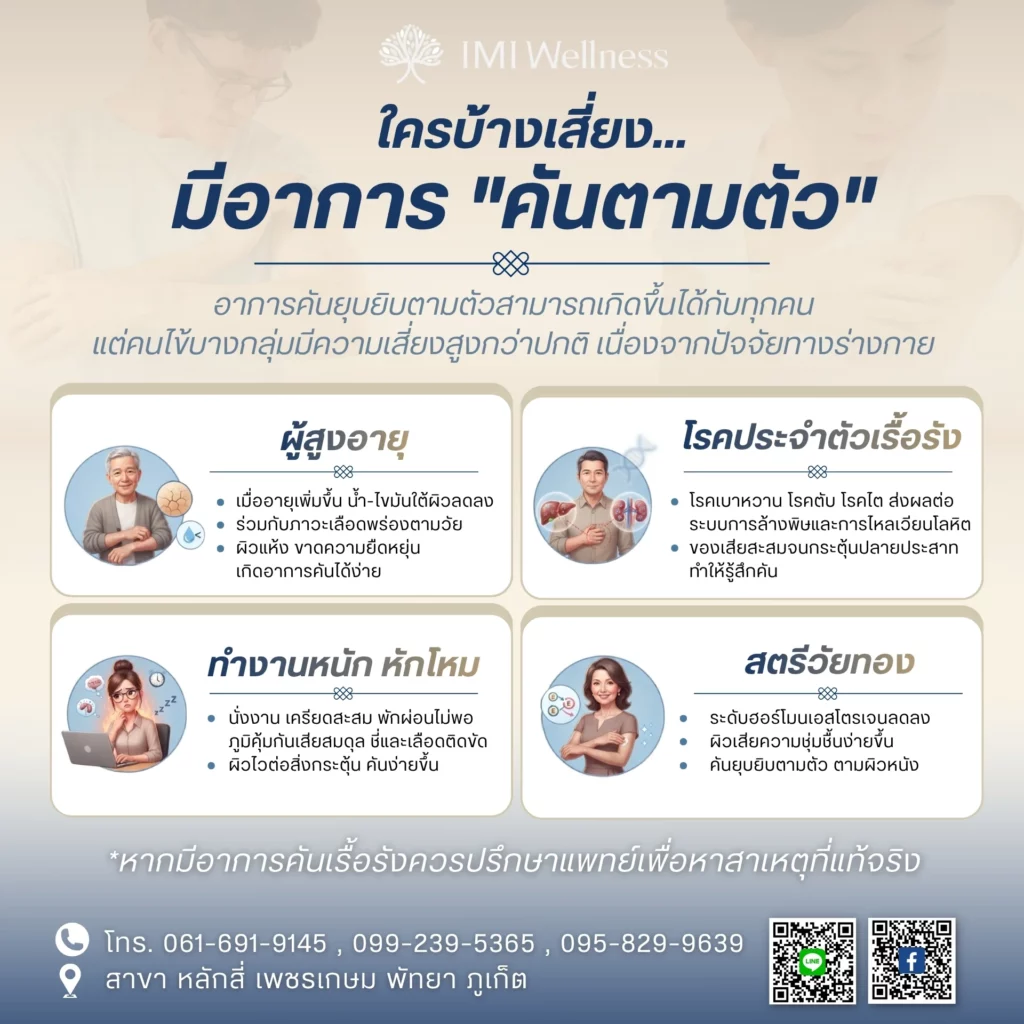 อินโฟกราฟิกกลุ่มเสี่ยงที่มีอาการคันตามตัว